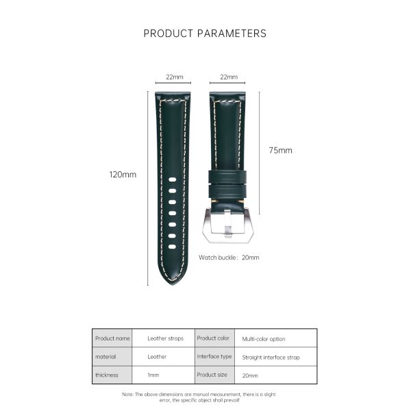 Velcro Smooth Glossy Genuine Leather Watch Straps