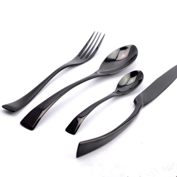 NEWTO Stainless Steel Black Flatware/Wedding Cutlery/Colorful Banquet Tableware