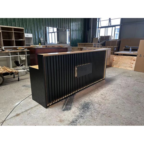 Customized Nordic Style Wooden Office Front Desk Salon Barber Shop Reception Desk Cafe Furniture