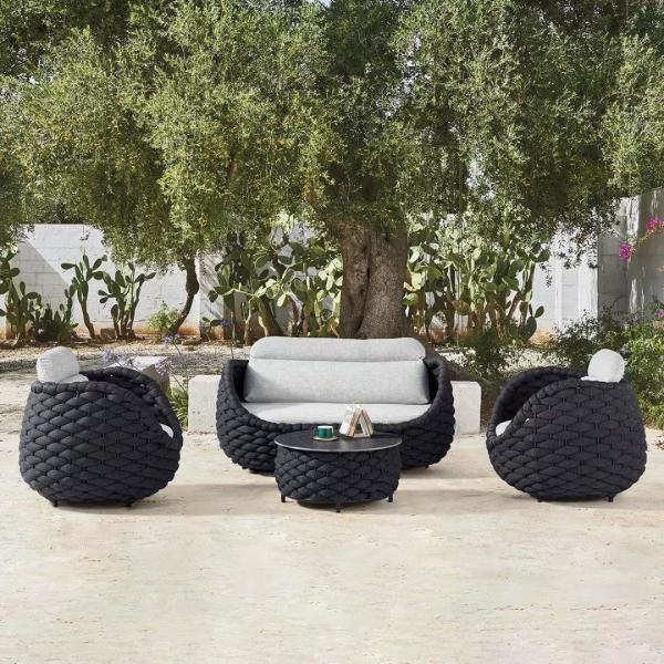 Nordic Outdoor Sofa Courtyard Villa Balcony Vine Chair Furniture Combination Outdoor Garden Waterproof Sunscreen Leisure Sofa