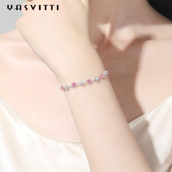 zircão Cherry Blossom Bracelet de 0.16oz 0.19m Sterling Silver Jewelry Bracelets S925