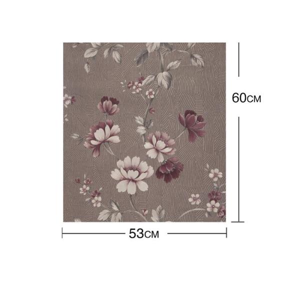 Luxury Coffee Color Country Vinyl Wallpaper With Floral Pattern for Living Room