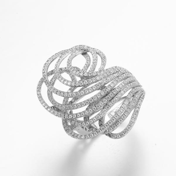 Anniversary Sterling Silver Criss Cross Ring Womens 7.02g Cubic Zirconia