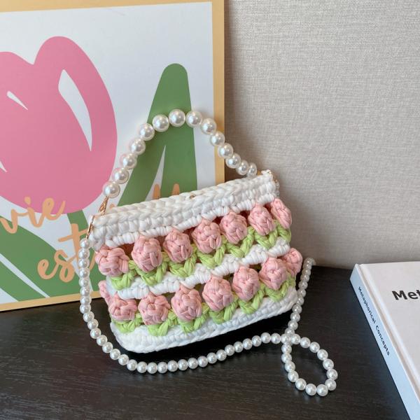 Handmade Woven Crochet Knitted Shoulder And Sling Bags For Women Custom Logo Accepted