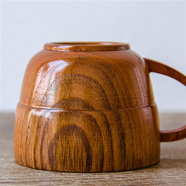Handmade Binodal Wooden Drinking Cups Jujube Thermo Coffee Cup With Handle