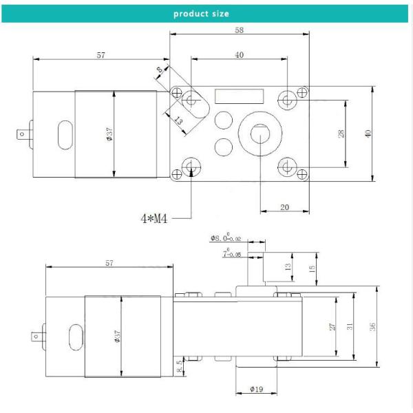 12V 24V High Torque DC Worm Gear Motors High RPM High Power