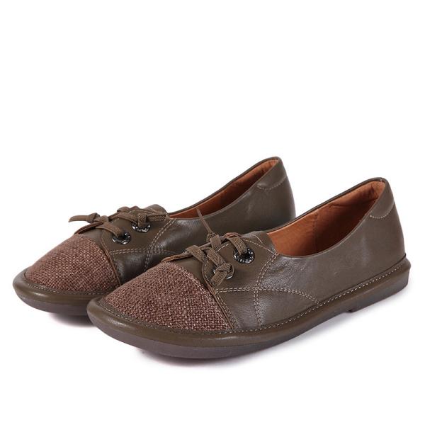 S136 Factory cotton and linen stitching leather flat retro shoes, handmade ethnic style literary forest women's shoes pr