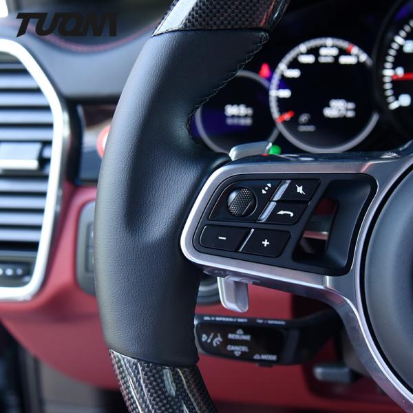 Porsche Macan Cayenne Steering Wheel Black Smooth Leather Carbon Fiber