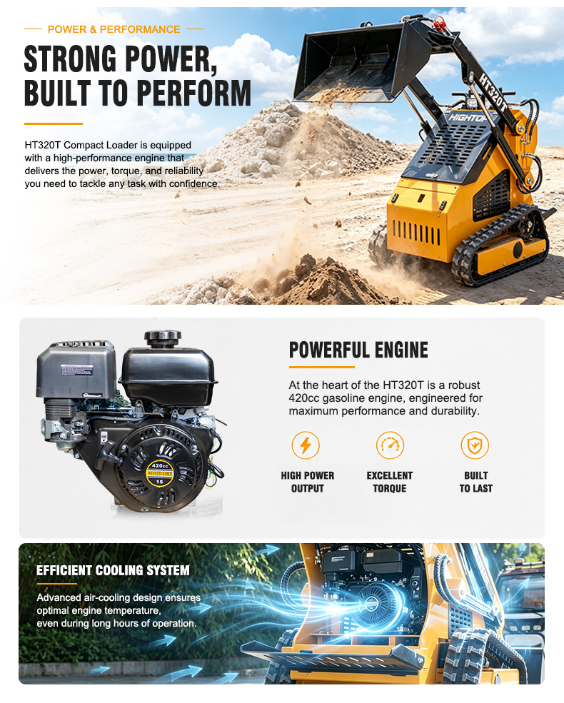 HT320T Compact Track Skid-Steer Loader with Zero-Turn Steering  for Tight Spaces