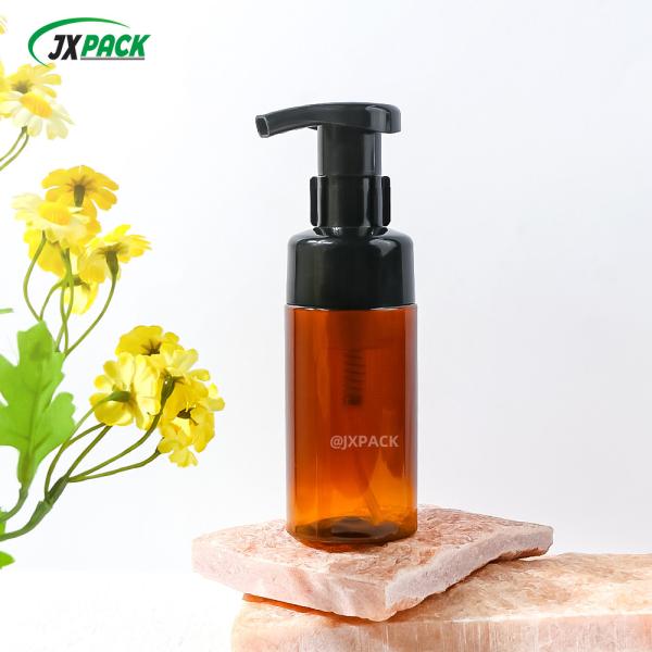 Cosmetic Foam Pump Bottles 200ml Pink PET Foam Bottle With Silicone Brush