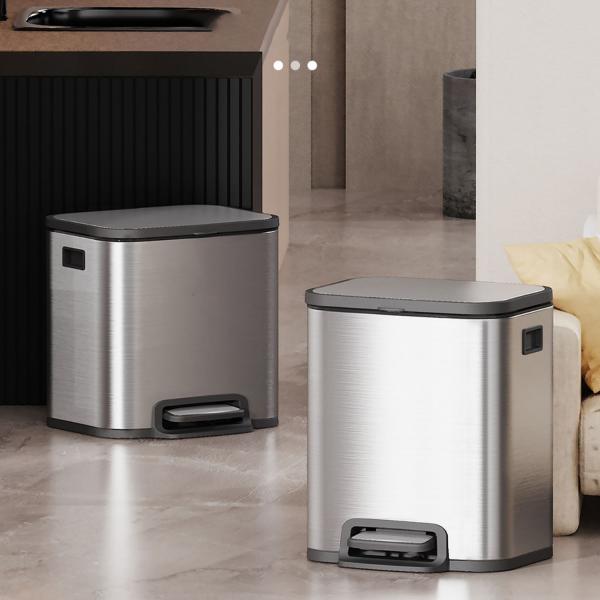20L Home Stainless Steel Bucket Double Wall Stainless Steel Bucket Trash Can Waste Bin with Lid