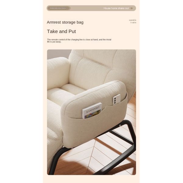 Leisure Sleeping Lazy Comfortable Upholstered Rocking Lounge Chair Fabric Upholstery Recliner Rocking Chair for Balcony