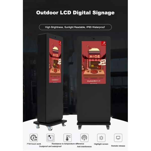 43 inch Outdoor Interactive Totem Android Monitor Lcd Digital Display 2500nits Advertising Signage Kiosk