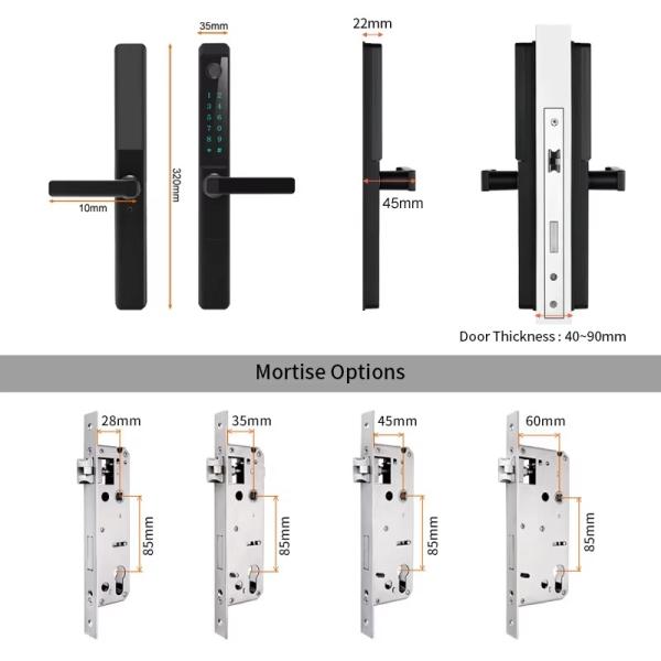 Serrure de portail intelligente double face pour portails en aluminium et fer, étanche, porte en aluminium à rupture de pont thermique