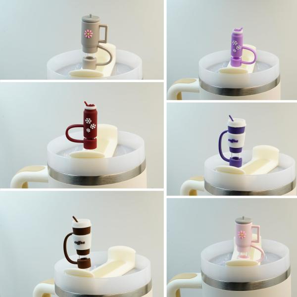 Toppers de paja de flores de silicona Reutilizables cubiertas y tapas para 9-10mm Las pajitas se ajustan Stanley 30 & 40oz Stambler Stanley Cap tapa