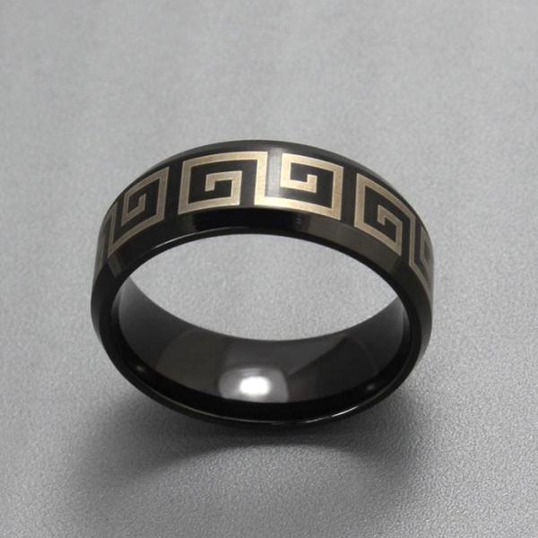 New Unique Titanium steel 18 k gold & black Wholesale Fashion Jewelry Wedding Bands Vintag