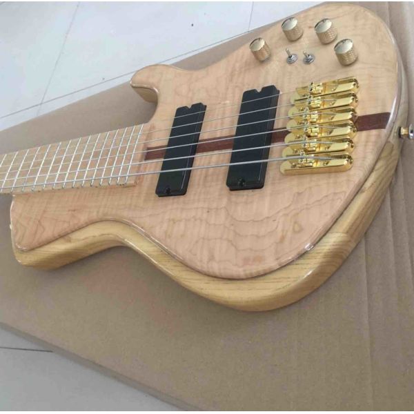 Custom Burst Maple Top 6 Strings Bass Guitar Neck Through Body Ebony Fingerboard Active Pickups Electric Bass