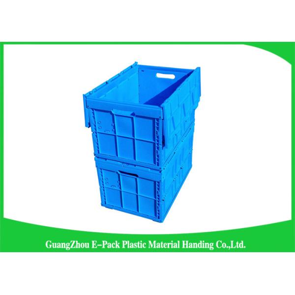 Blue Collapsible Plastic Containers with Attached Lids / Stackable plastic container