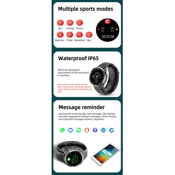 Montre intelligente P30 de moniteur de santé de tension artérielle d'ECG de pompe à air 1,3 pouces pour des soins de santé