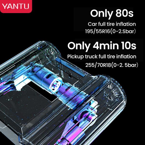 Car Tyre Air Pump YANTU E2 12V DC Portable Digital Tire Inflator with 30 Cylinder Black