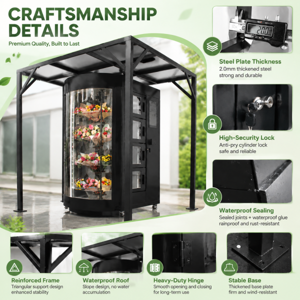 Winnsen Transparent Shelf Flower Vending Machine with Humidification System and 22 Inch Touch Screen