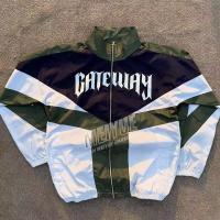 Custom logo Zip up Nylon Track Screen Print Lightweight Windbreaker Jacket Waterproof Bomber Paneled Jacket Men Designer Jacket