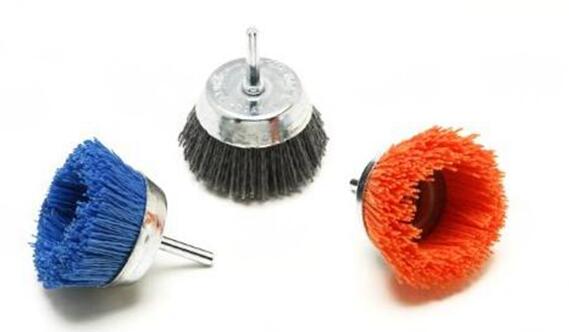 75 MM OD Mounted Blue Nylon Cup Brush , Abrasive Cup Brush For Remove Paints