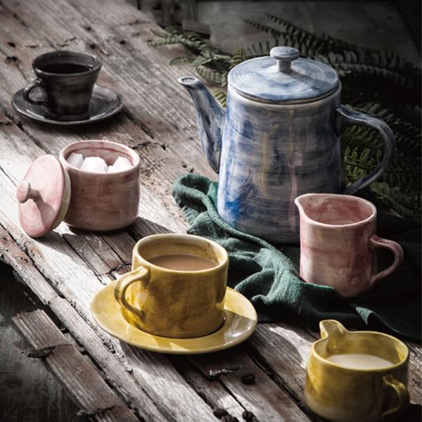 Scraping Black Pretty  33oz Ceramic Teapot Kettle Set With Cup Saucer