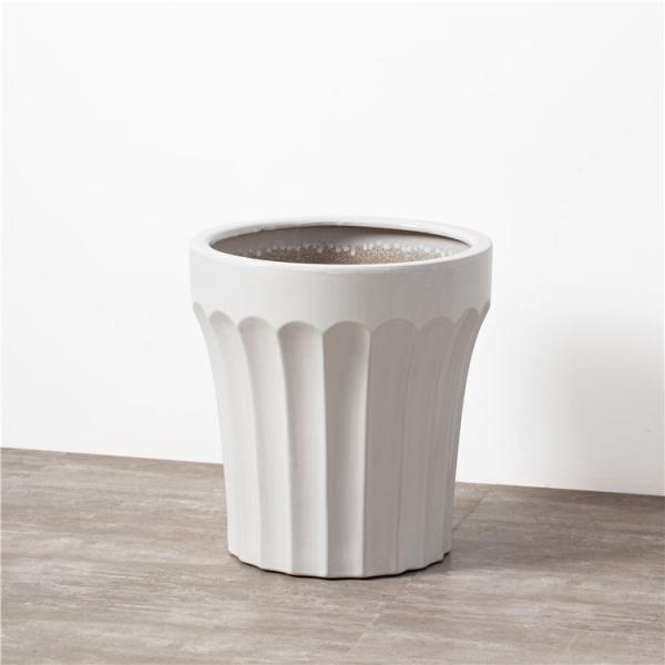 Unique Design Home Indoor Outdoor Decor Floor Plant Pot Ceramic White Tall Flower Pot For Garden