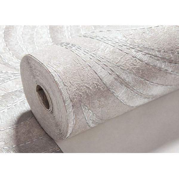 Moisture - proof Silver White Leaf Pattern Wallpaper For Living Room