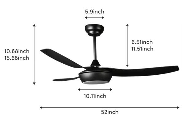 Modern Design 120v-220v Indoor LED Ceiling Fan Light with DC Motor ABS Body & Remote Control Energy Efficient for Home Office