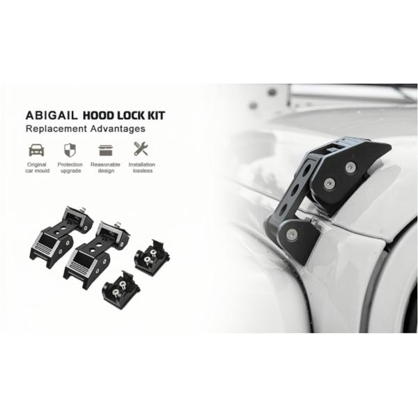 Stainless Black Lock Car Accessories Steel Locking Hood Latch Catch Kit For Jeep Wrangler JK