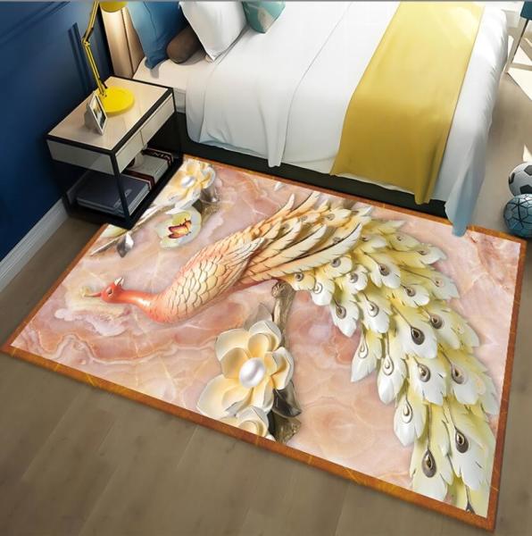 Light Luxury Peacock Pattern Bedroom Blanket Sofa Bedroom And Living Room Floor Carpets