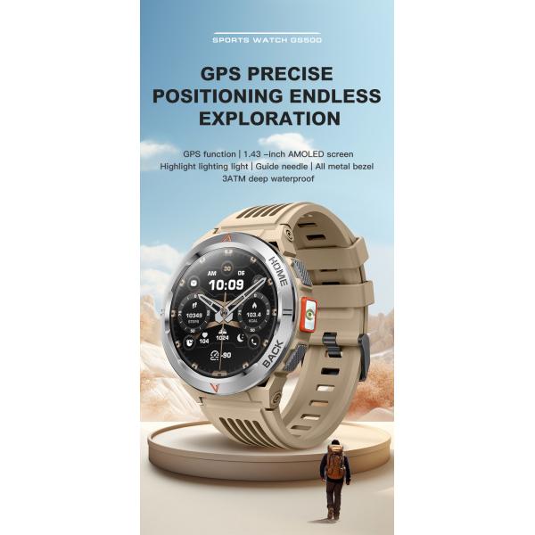 GS500 1.43inch AMOLED Smart Watch with GPS and 3ATM Waterproof