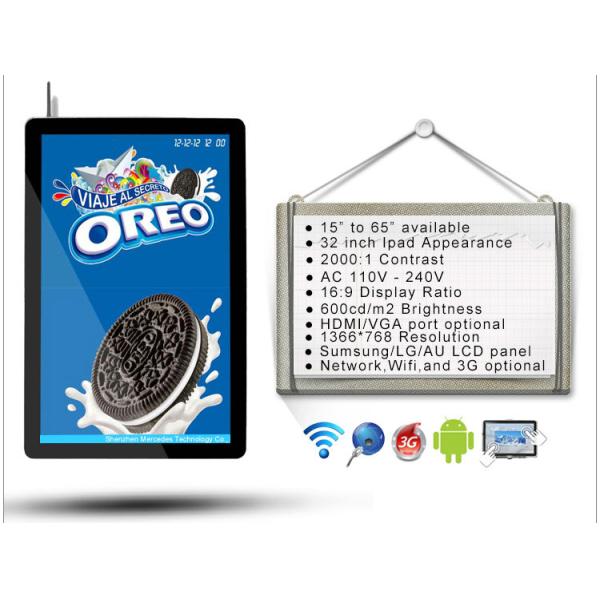 Restaurant Commercial Wall Mount Lcd Display ,, Compatible Large Lcd Screens For Advertising