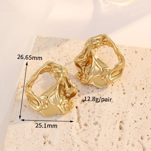 Jiexing Fashion 18k Gold Plated Stainless Steel Earrings Petal C Shaped Irregular Folding Women's Earring Accessories