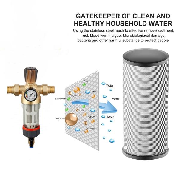 SS316 Well Water Hose Sediment Filter Reusable Pin Down