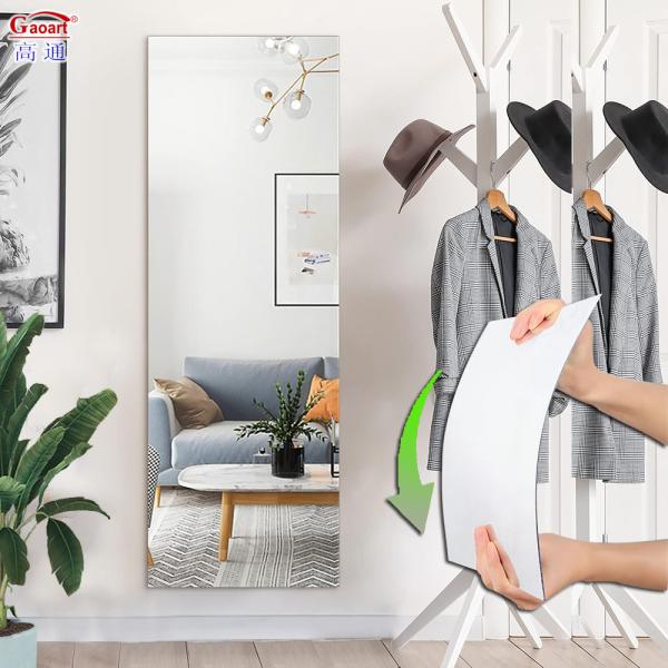 Decoração de móveis de banheiro flexíveis personalizados Autocolante de parede de plástico Adesivo Folha de espelho acrílico