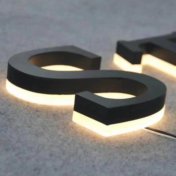 Customized Gold Signage illuminated Store 3D Channel Letter Stainless Steel Led Backlit Sign