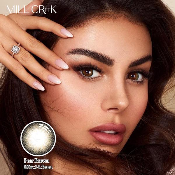 Pear Brown 14.5mm Yearly Disposable Contact Lenses with 40% Water Content for Dark Eyes