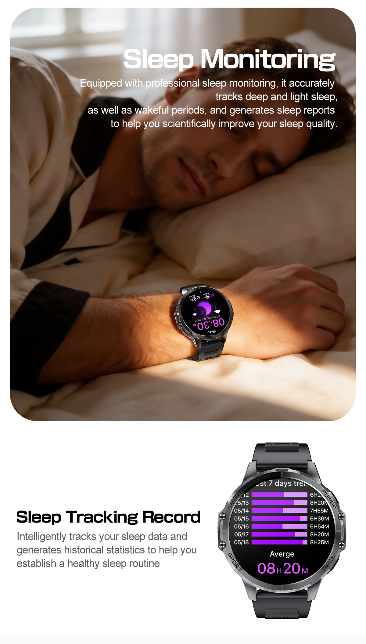 K77 Android Smartwatch Call IP67 Waterproof IPS Fitness Tracker Heart Rate Monitor Sleep Tracker Multi-Sport Silicone Alloy Case