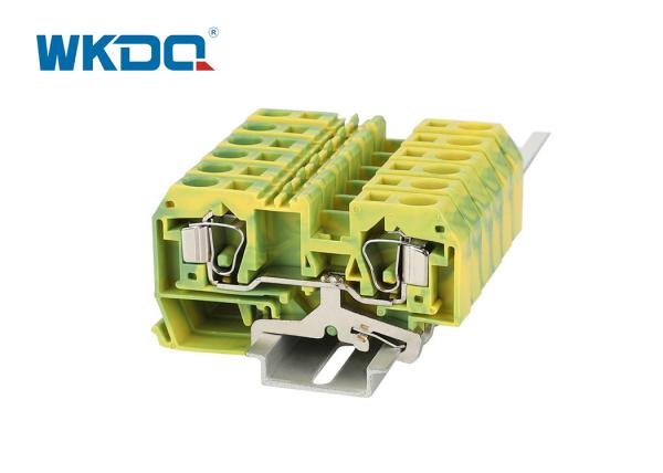 284-907 Protective Spring Clamp PA66 Terminal Block Tin Plated Brass Body Front Entry DIN Rail Green Color