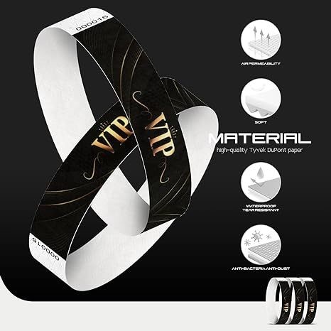 Disposable Waterproof Tear Resistant Playground Wristband with Strong Adhesive Closure