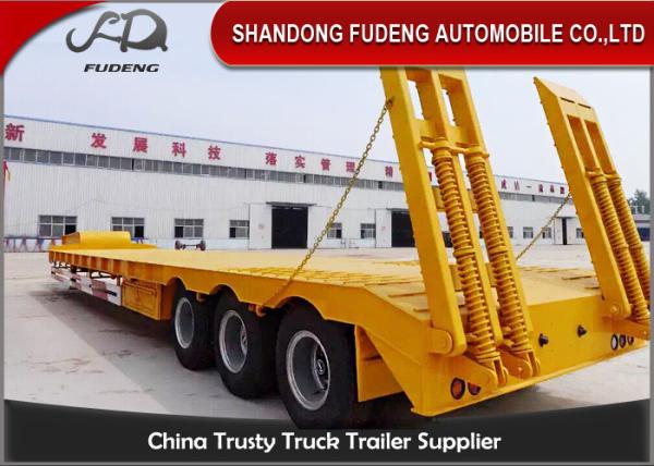 60ton Hydraulic Lowbed Low Deck Tri-axles Low Loader Cargo Semi Truck Trailer