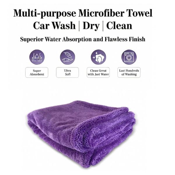 1300GSM 40x60cm Edgeless Microfiber Twisted Loop Car Drying Towel