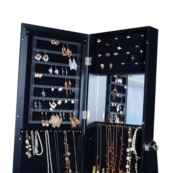 Black MDF Mirror Jewelry Armoire Full Length 146cm Height For Living Room