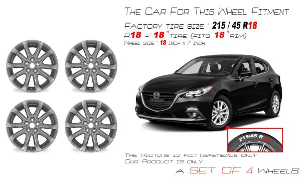 18 Alloy 64962 Replica Car Rims For 2014-2016 Mazda 3 OEM