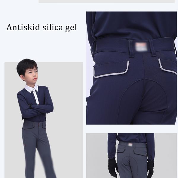 Quick Drying Childrens Horse Riding Tights Knee Silicone Navy Blue Riding Leggings