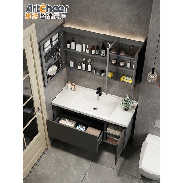 Modern Design Wall-mounted Bathroom Vanity Combo with Eco-Friendly Materials and Mirror