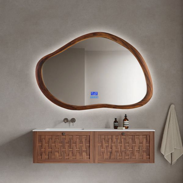 Silver Waterproof Bathroom Mirror Wall Mounted 5mm Frosted Edge Bathroom Mirror